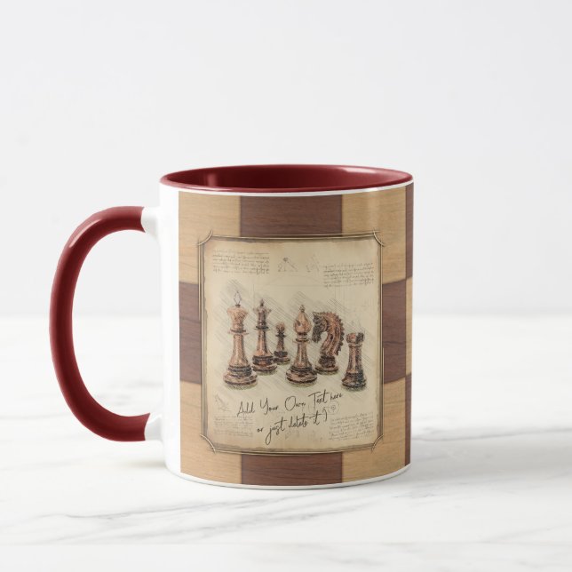 Chess Delar Vintage Sketch Art. Player Gift Mugg (Vänster)
