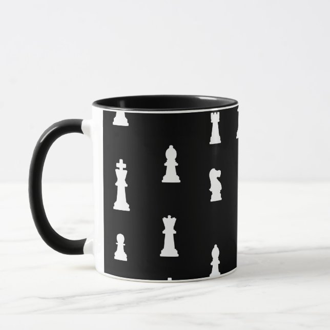 Chess delarare mönster - svart och vitt mugg (Vänster)