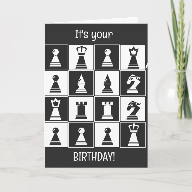 Chess Design Birday Card Kort (Framsida)