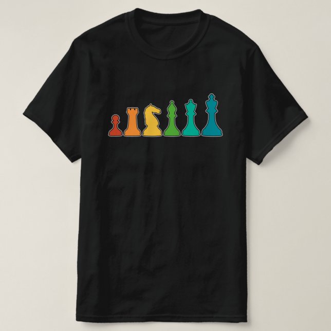 Chess-design med Retro Stil Färg Delar T Shirt (Design framsida)
