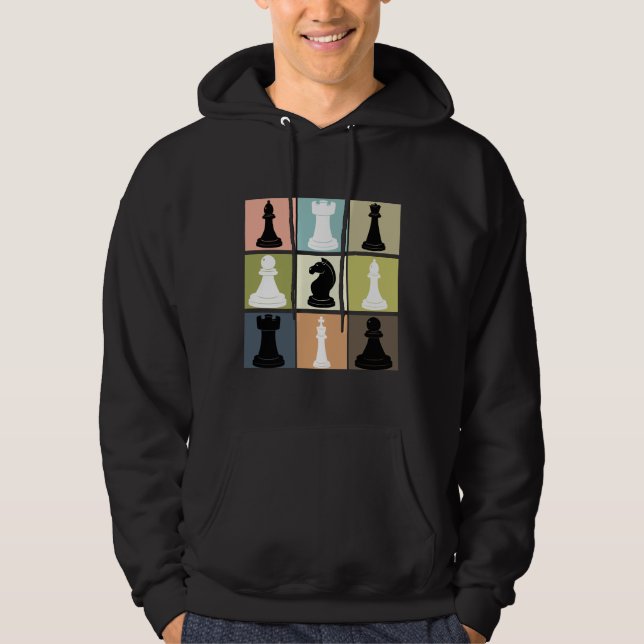 Chess Design med schackbräde för Chess Player Hoodie (Framsida)