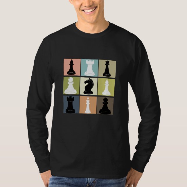 Chess Design med schackbräde för Chess Player T Shirt (Framsida)