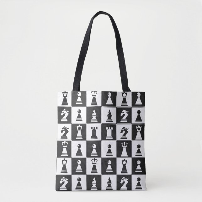 Chess Design Tote Bag Tygkasse (Framsida)