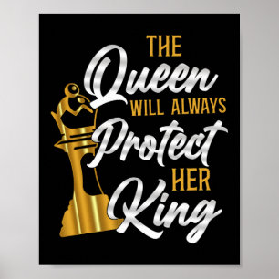 Chess drottningen skyddar alltid hennes Kung Poster