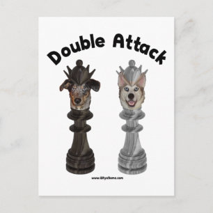 Chess Dubbla Attack Hundar Vykort