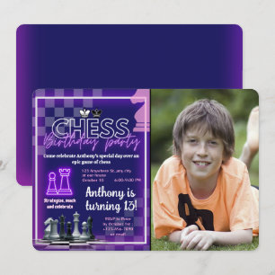 Chess Födelsedagsfest inbjudan Anpassningsbar Phot