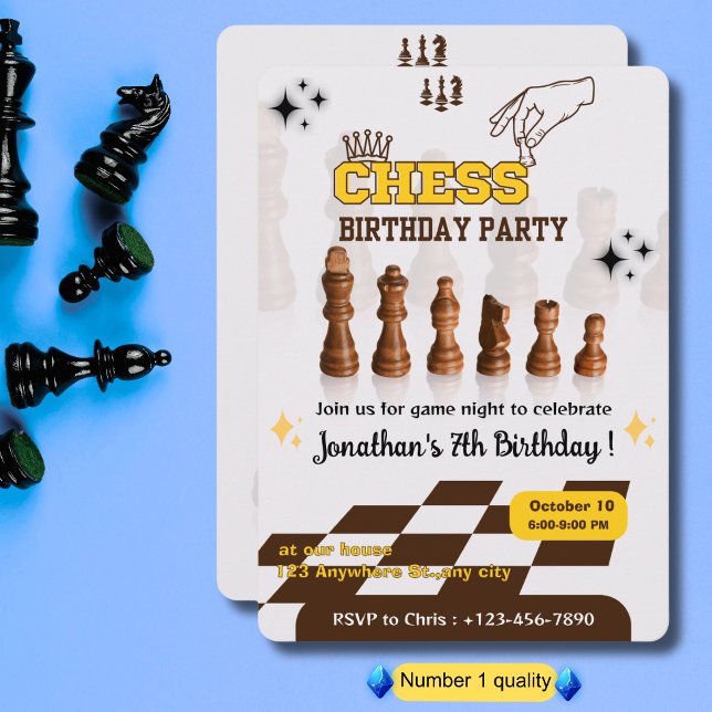 Chess Födelsedagsfest inbjudan för schackspelare (Skapare uppladdad)