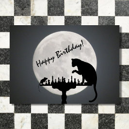 Chess Full Moon Cat and Mouse Game Grattis på föde Kort