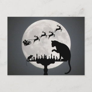 Chess Full Moon Cat i Mouse Jul Tack Vykort