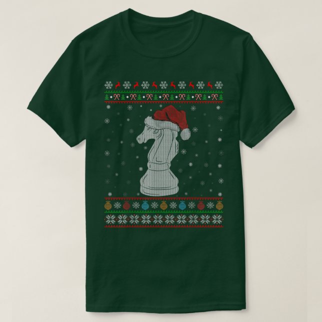 Chess Game Älskare Julafton Ljus Santa Chess Ugly  T Shirt (Design framsida)