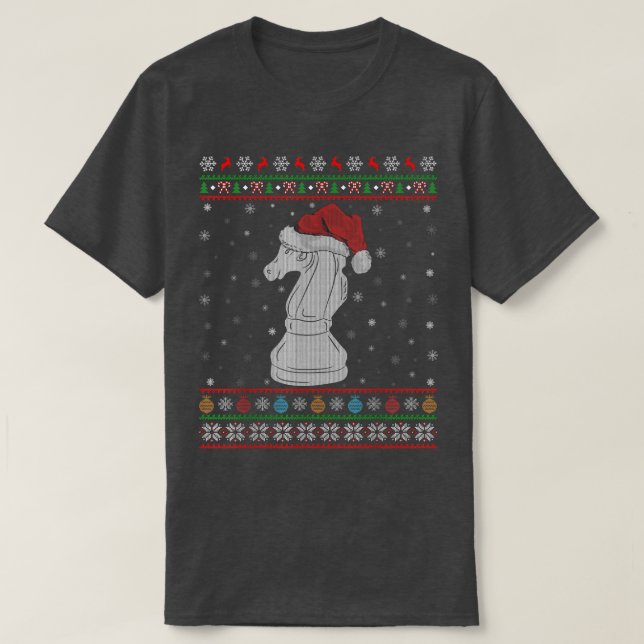 Chess Game Älskare Julafton Ljus Santa Chess Ugly  T Shirt (Design framsida)
