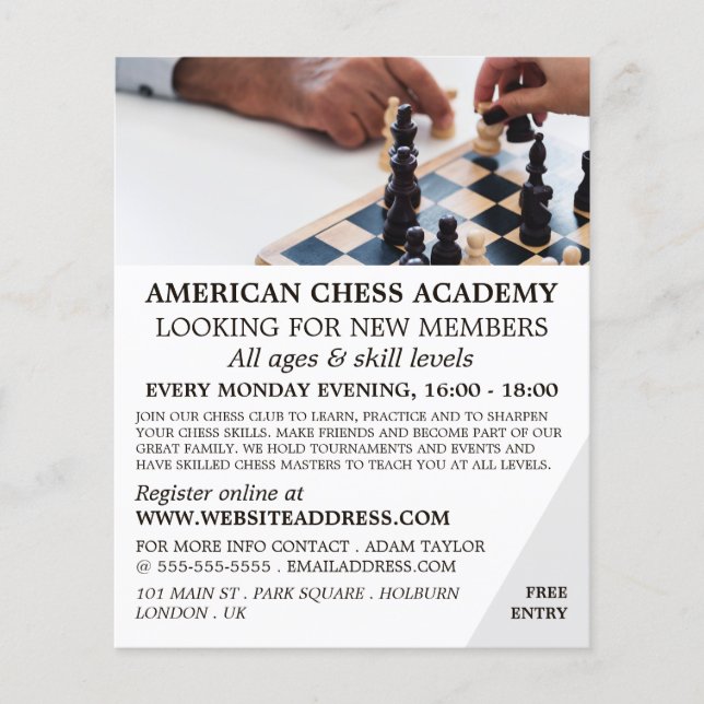 Chess Game, Chess Klubb Advertising Flyer (Framsidan)