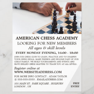Chess Game, Chess Klubb Advertising Flyer