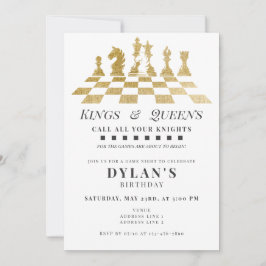Chess Game Night Ring din Knight Guld-födelsedag Inbjudningar