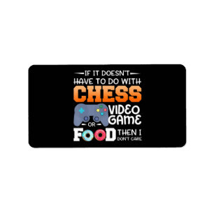Chess Gift Chess Video Game eller Food Design Adressetikett