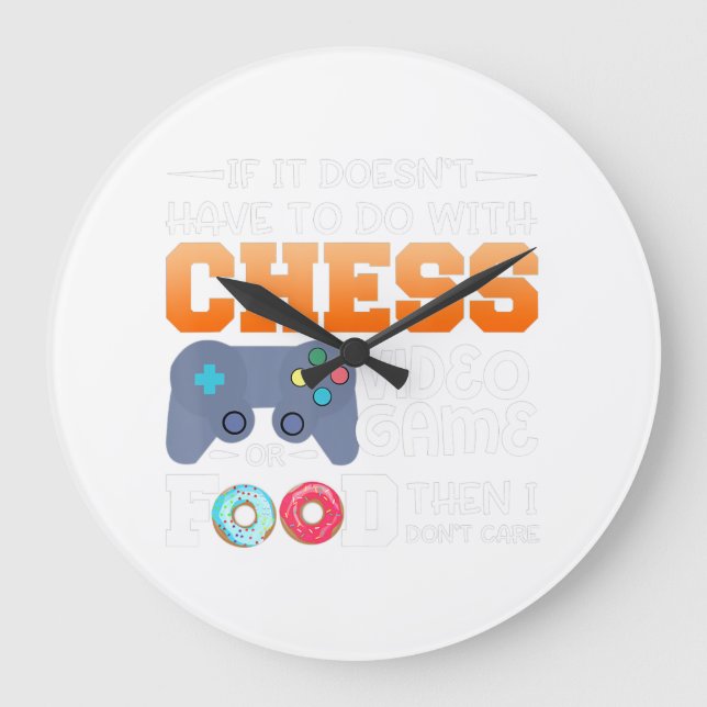 Chess Gift | Chess Video Game eller Food Design Stor Klocka (Framsida)