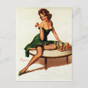 Chess Girl Pin Up Vykort