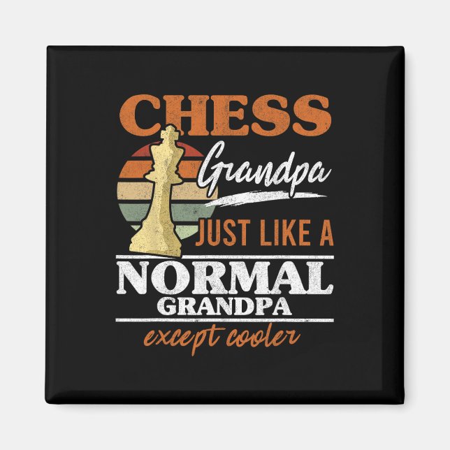 Chess Grandpa precis som en vanlig morfar Chess Magnet (Framsidan)