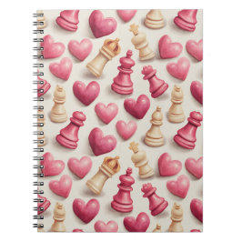 Chess & Hearts Valentines Pattern Anteckningsbok