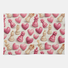 Chess & Hearts Valentines Pattern Kökshandduk