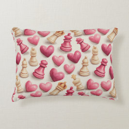 Chess & Hearts Valentines Pattern Prydnadskudde