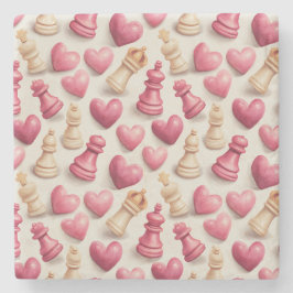 Chess & Hearts Valentines Pattern Stenunderlägg