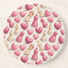 Chess & Hearts Valentines Pattern Underlägg