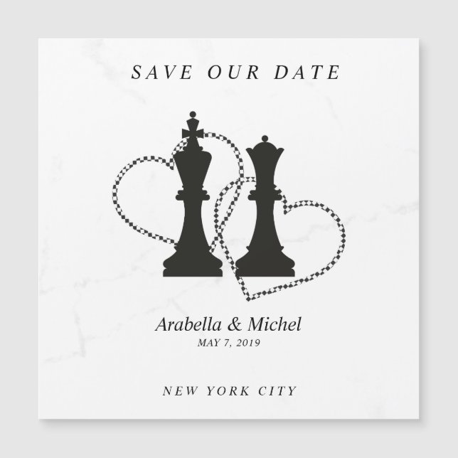 Chess King and Queen Pieces Wedding Design (Framsida)