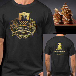 Chess Klubb League Tournament Namn Sponsor på baks T Shirt