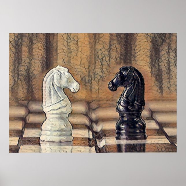 Chess Knight Chess Board Poster (Framsidan)
