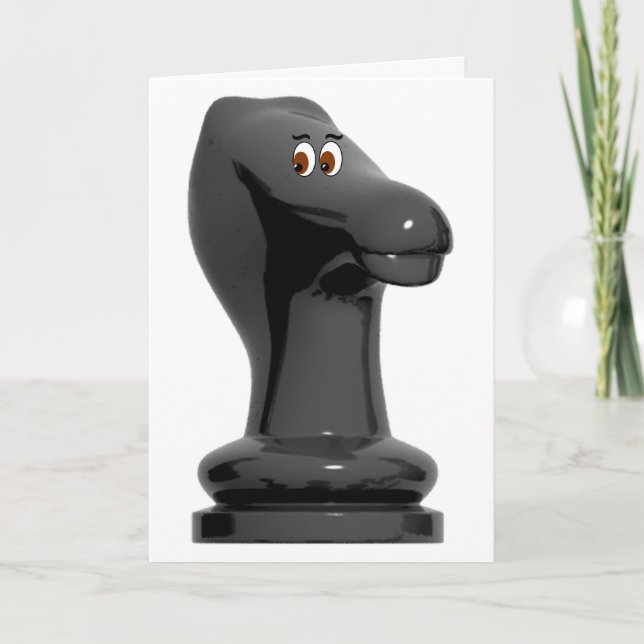Chess Knight Funny Birthday Card Kort (Framsida)
