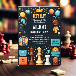 Chess Kung och drottning spelade natt 13:e födelse Inbjudningar