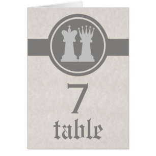 Chess Kung och Queen Bröllop Bord Card, Grått Hälsningskort