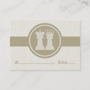 Chess Kung och Queen Bröllop Place Cards, Latte Placeringskort