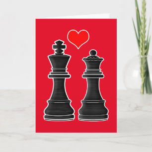 Chess Kung och Queen med Kärlek Alla hjärtans dag Helgkort
