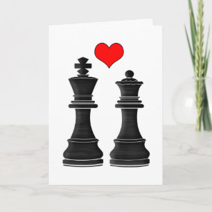 Chess Kung och Queen med Kärlek Alla hjärtans dag Helgkort