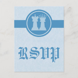Chess Kung och Queen OSA Postcard, Blue Inbjudan Vykort