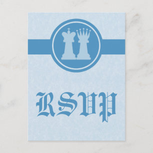 Chess Kung och Queen OSA Postcard, Blue Inbjudan Vykort