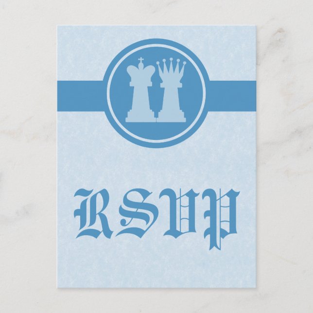 Chess Kung och Queen OSA Postcard, Blue Inbjudan Vykort (Framsida)
