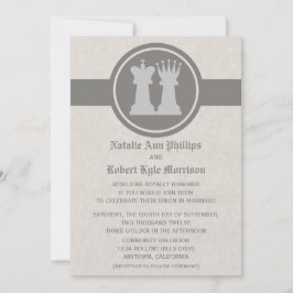 Chess Kung och Queen Wedding bjudande, Grått Inbjudningar