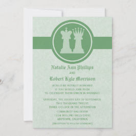 Chess Kung och Queen Wedding bjudande, Grönt Inbjudningar
