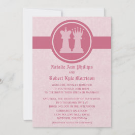 Chess Kung och Queen Wedding bjudande, Rosa Inbjudningar