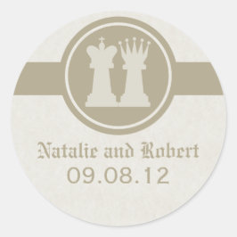 Chess Kung och Queen Wedding Stickers, Latte Runt Klistermärke