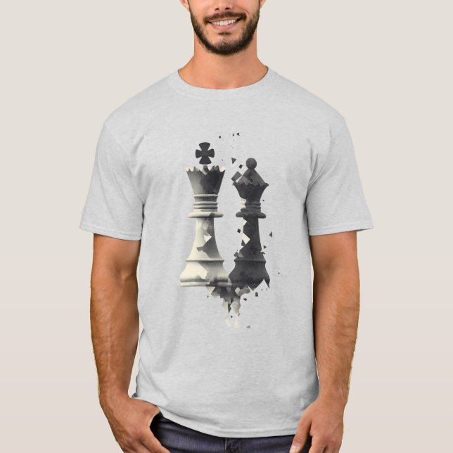 Chess Kung & Queen Abstrakt T-Shirt (Framsida)