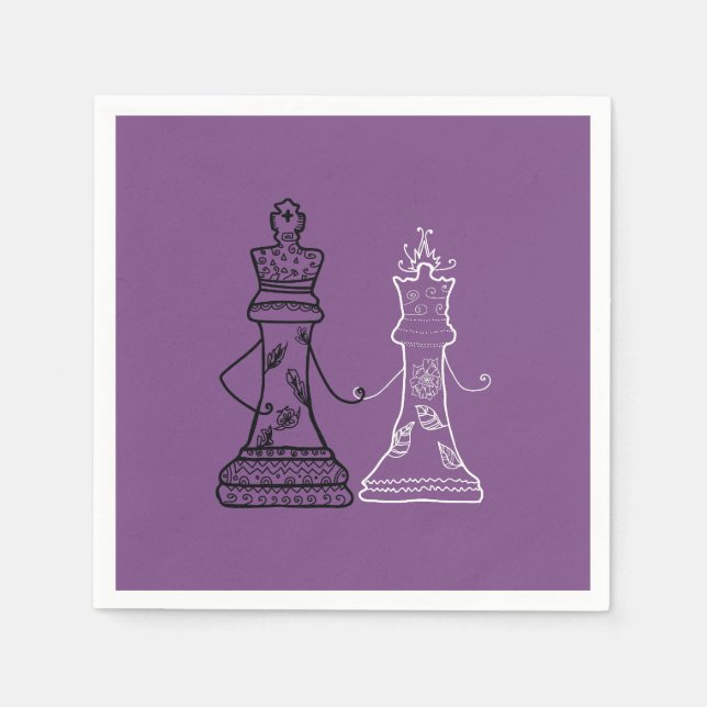 Chess Kung Queen Figurer Napkins Pappersservett (Framsidan)