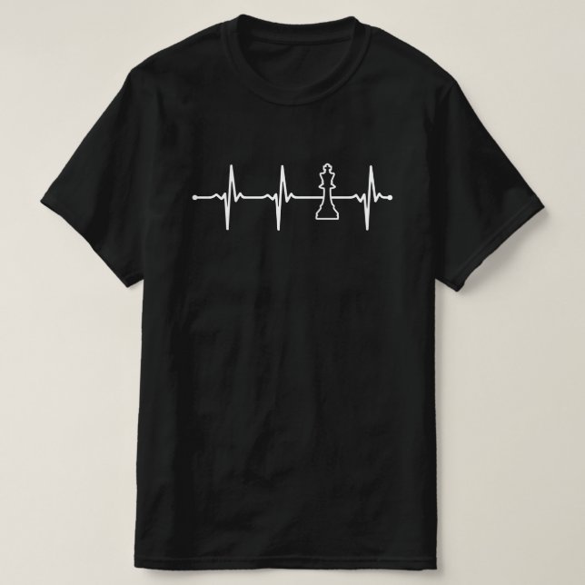 Chess Lineart Minimalistic Ecg-pulsslag Design Bv T Shirt (Design framsida)