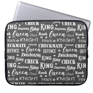 Chess Master Kung Queen Knight Typogragragrafisk Laptop Fodral