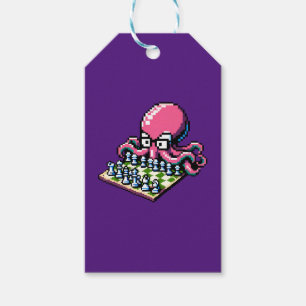 Chess Master Octopus - Lustigt Pixel Art Strategy Presentetikett
