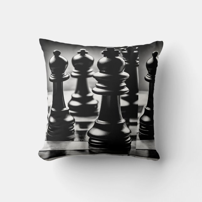 "Chess Masterbit Pillow - Elegant Fabric Chessbo Kudde (Framsida)