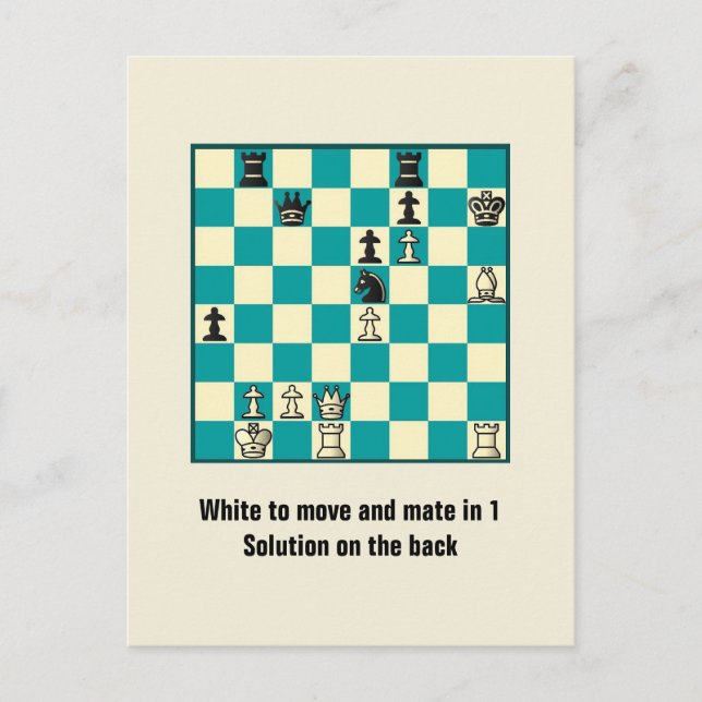 Chess Mate in 1 Puzzle #1 vycard Vykort (Framsida)